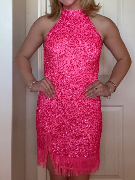 Ashley Lauren Dresses & Skirts - Ashley Lauren Hot Pink Sequin Cocktail Dress – Size 6